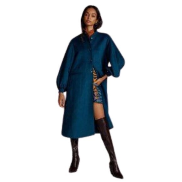 Anthropologie Jackets & Blazers - Anthropologie XL Cozy Wool Blend Puff-Sleeved Coat
